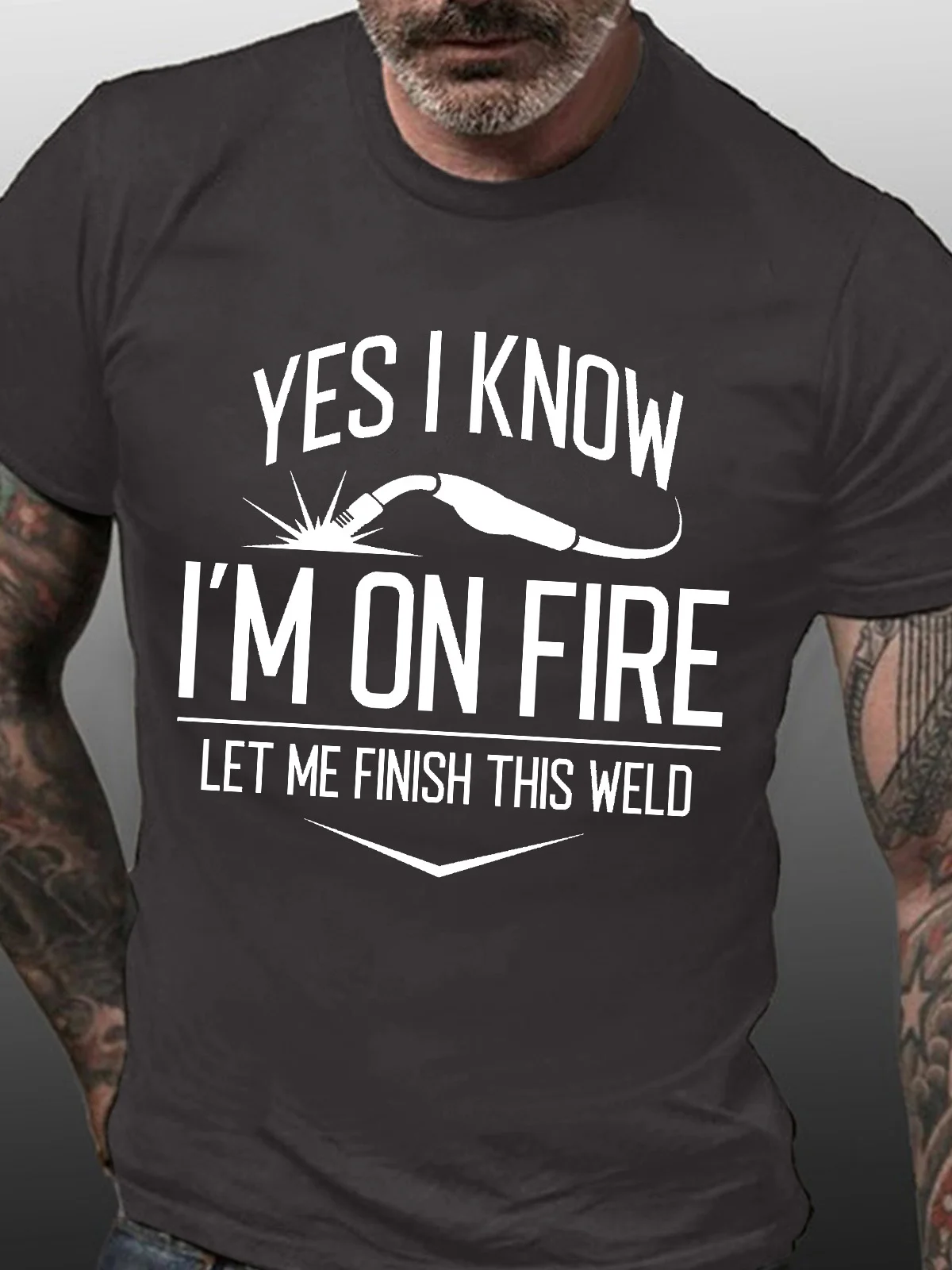 Men’s Yes I Know I’m No Fire Let Me Finish This Weld Text Letters Casual Crew Neck Regular Fit T-Shirt