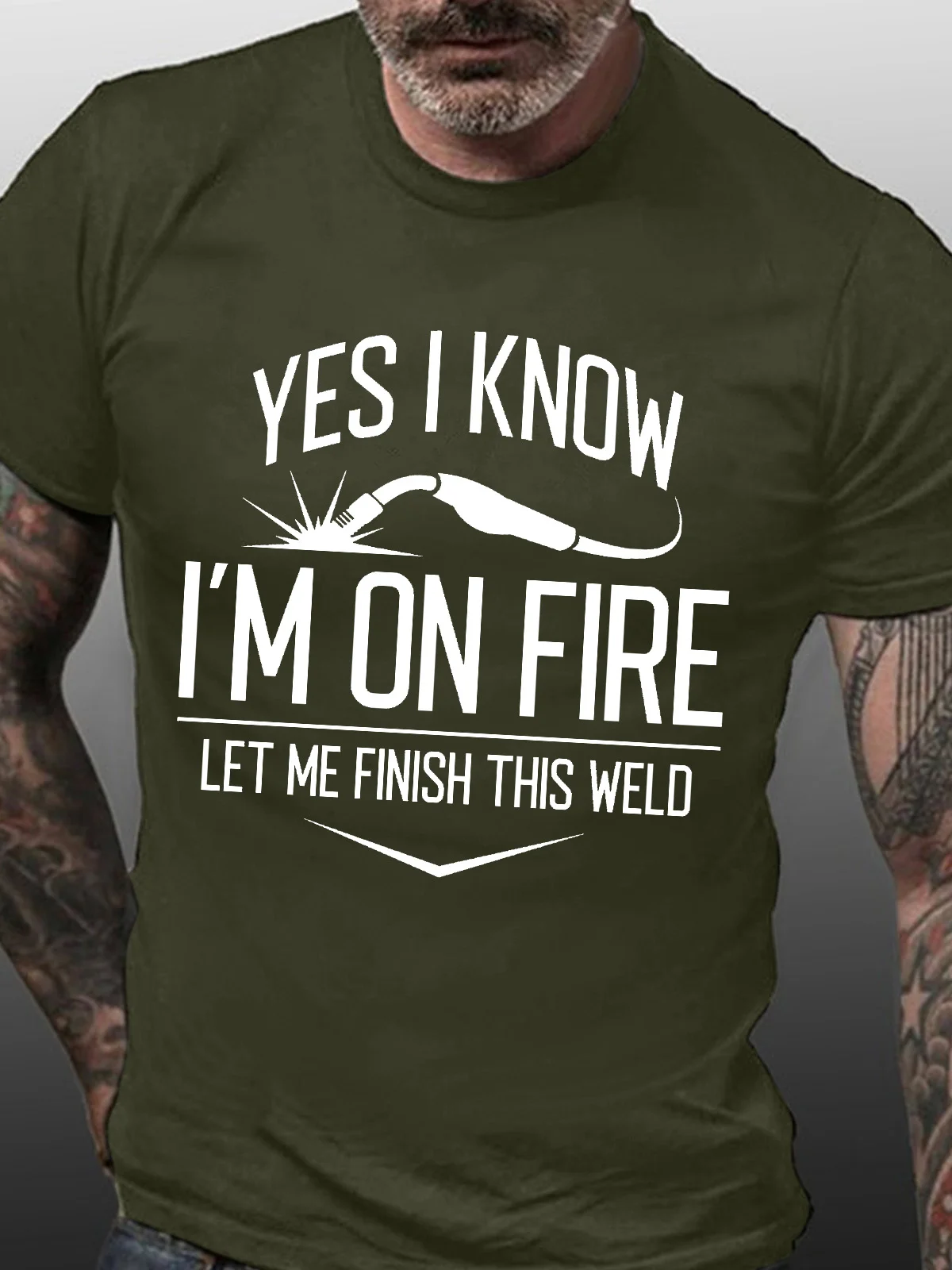 Men’s Yes I Know I’m No Fire Let Me Finish This Weld Text Letters Casual Crew Neck Regular Fit T-Shirt