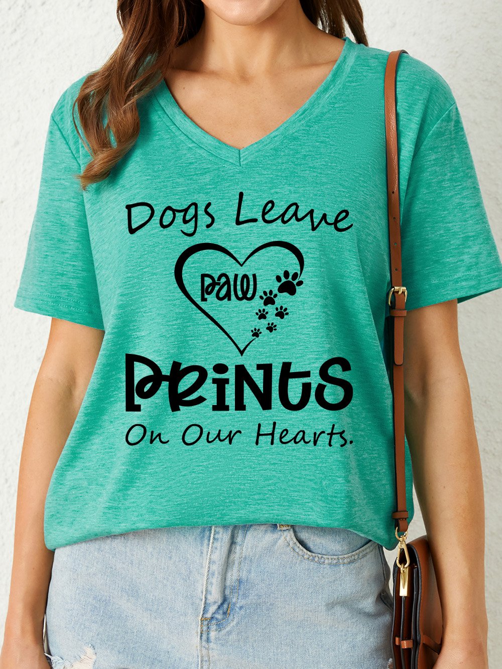 Lilicloth X Ana Dogs Leave Paw Prints On Our Hearts Women's V Neck Dog Casual T-Shirt