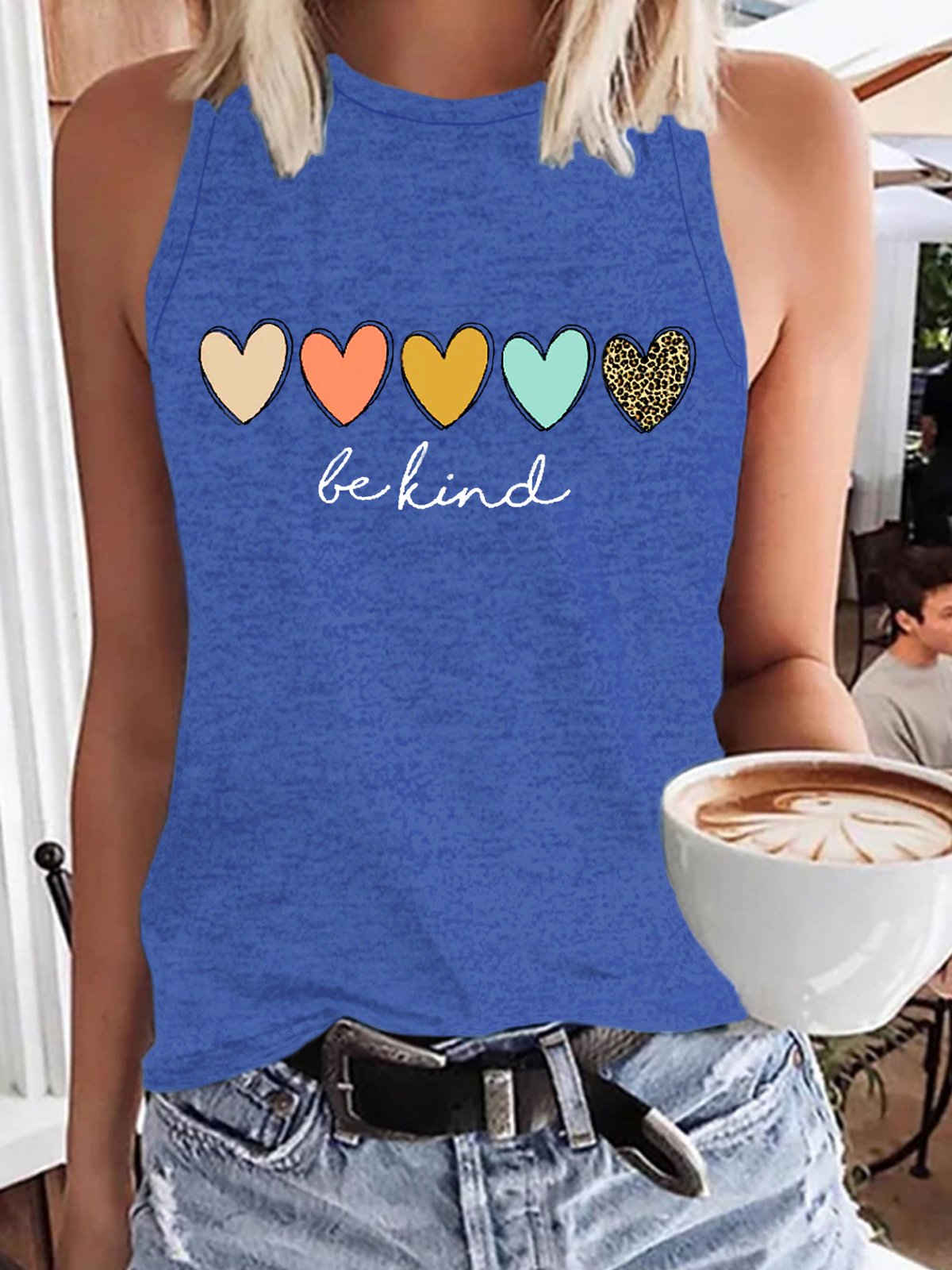 Women's Be Kind Hearts Print Casual Tank Top