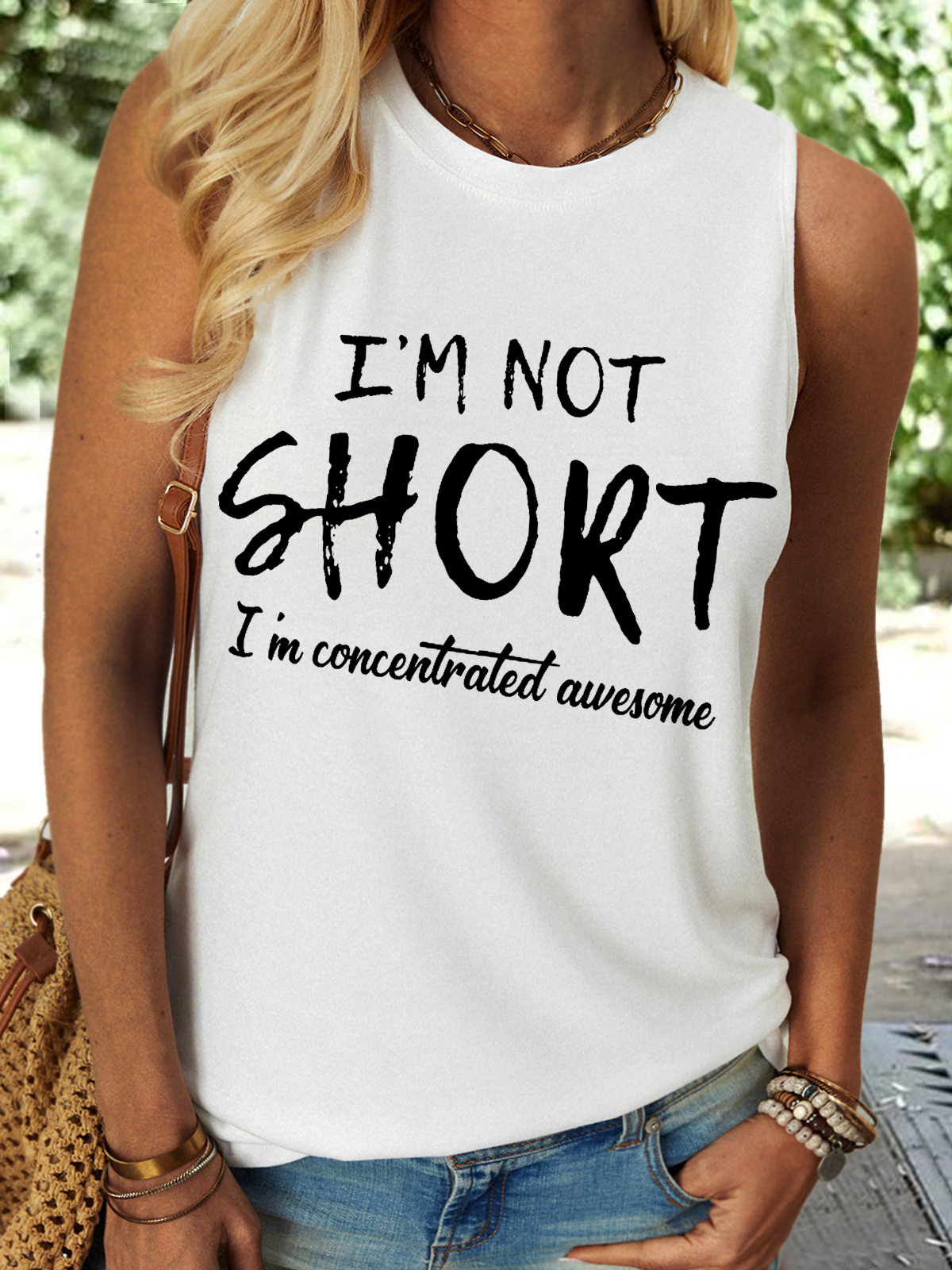 Women's funny I'm Not Short I'm Concentrated Awesome Crew Neck Tank Top