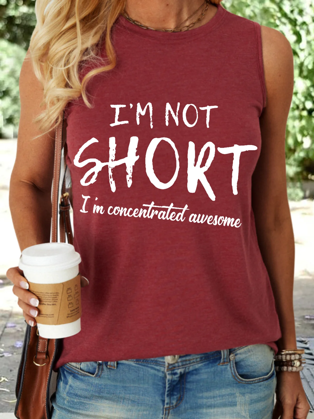 Women's funny I'm Not Short I'm Concentrated Awesome Crew Neck Tank Top