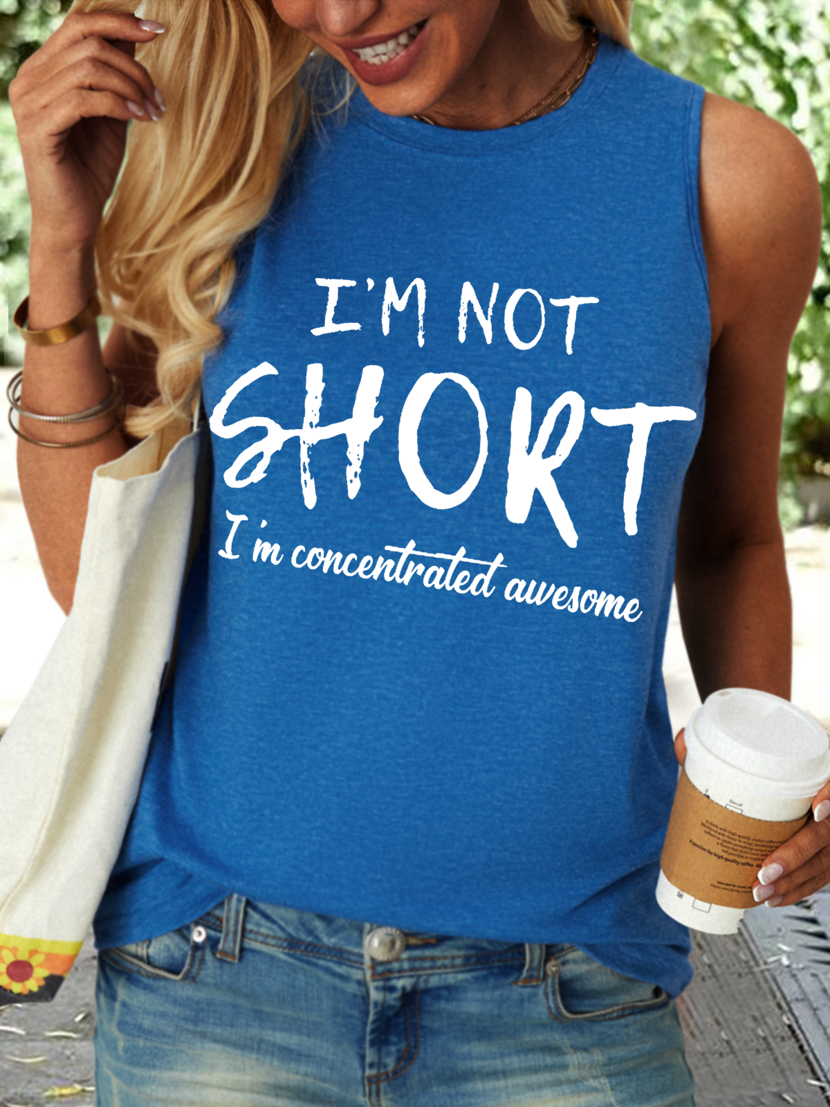 Women's funny I'm Not Short I'm Concentrated Awesome Crew Neck Tank Top