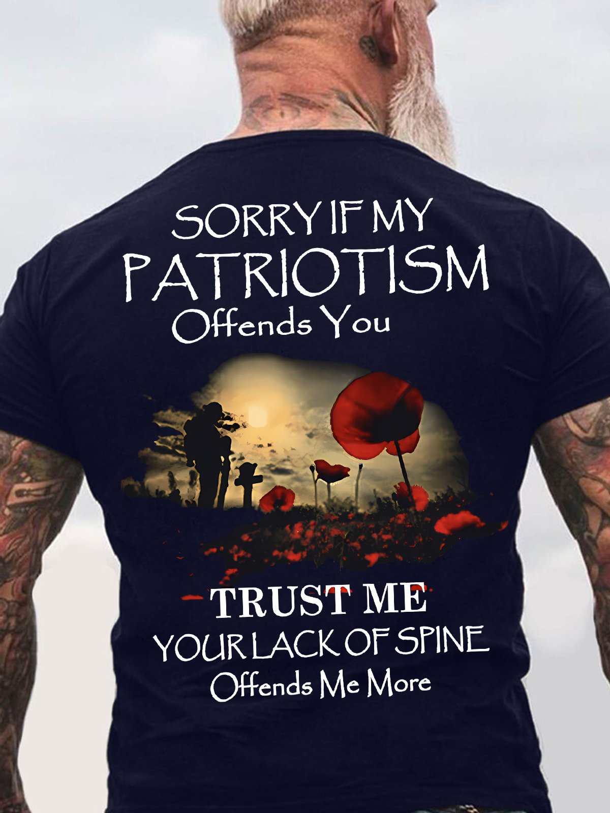 Men's Sorry If My Patriotism Offends You Trust Me Your Lack Of Spine Offends Me More Funny Graphic Printing Loose Casual Cotton Text Letters T-Shirt