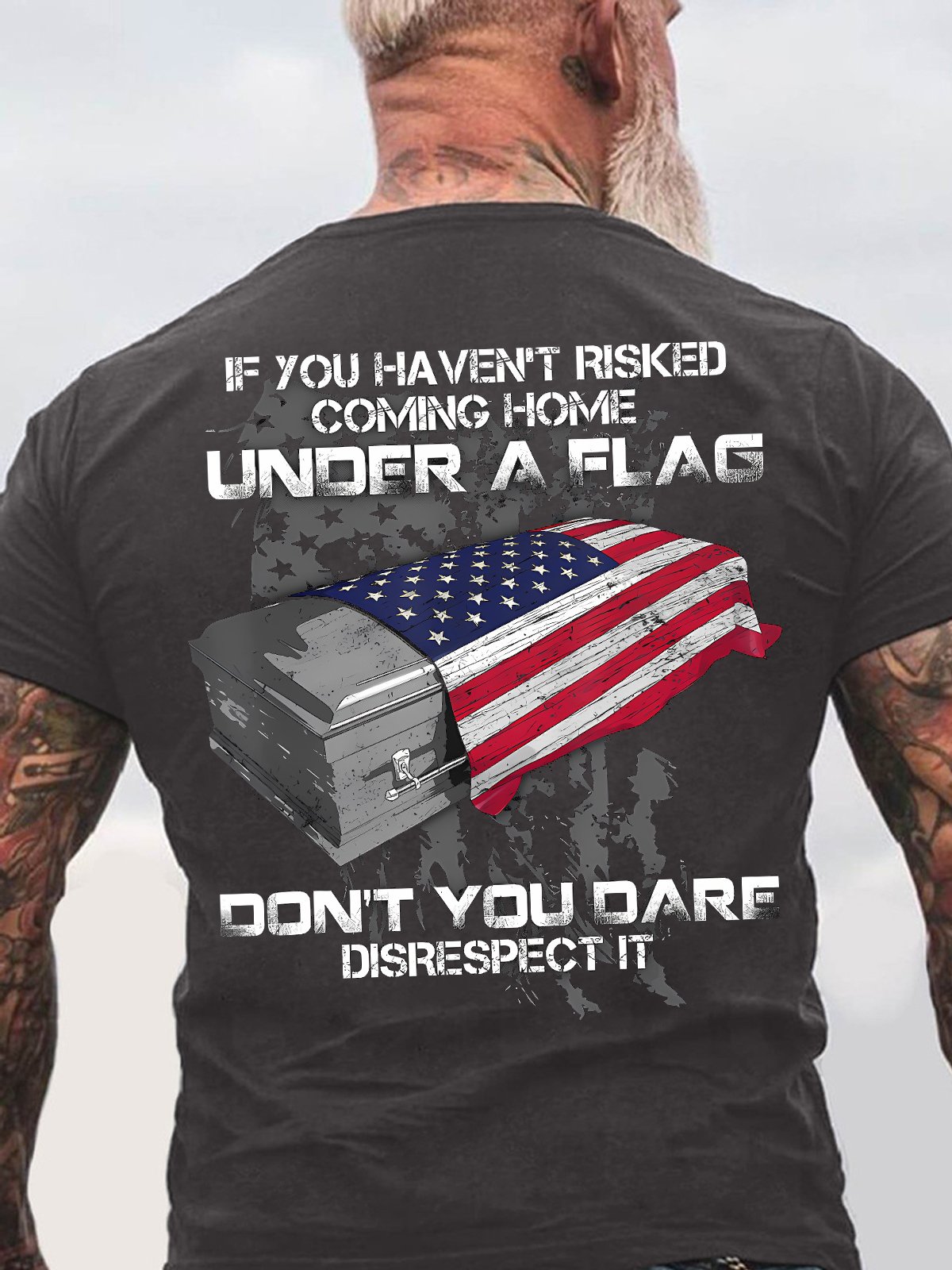 Men's If You Haven't Risked Coming Home Under A Flag Don' t You Dare Disrespect It Funny Graphic Printing Casual Text Letters Loose T-Shirt