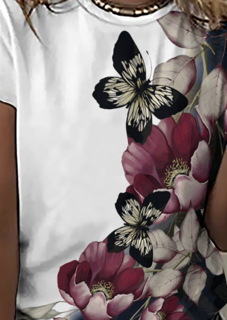 Women's Animal Butterfly Floral Casual T-Shirt