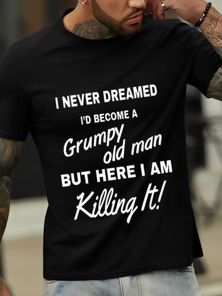 Grumpy Old Man Graphic Tee Short Sleeve Crew Neck T Shirt