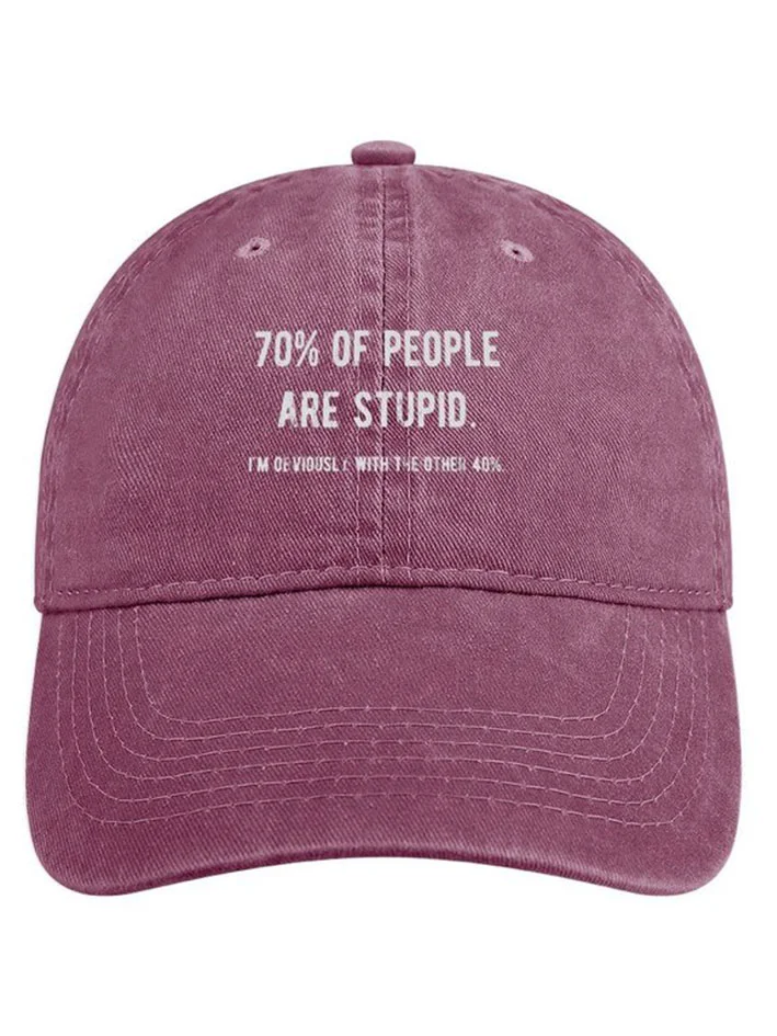 Men's Funny 70% Of People Are Stupid I'm Obviously The Other 40% Adjustable Denim Hat