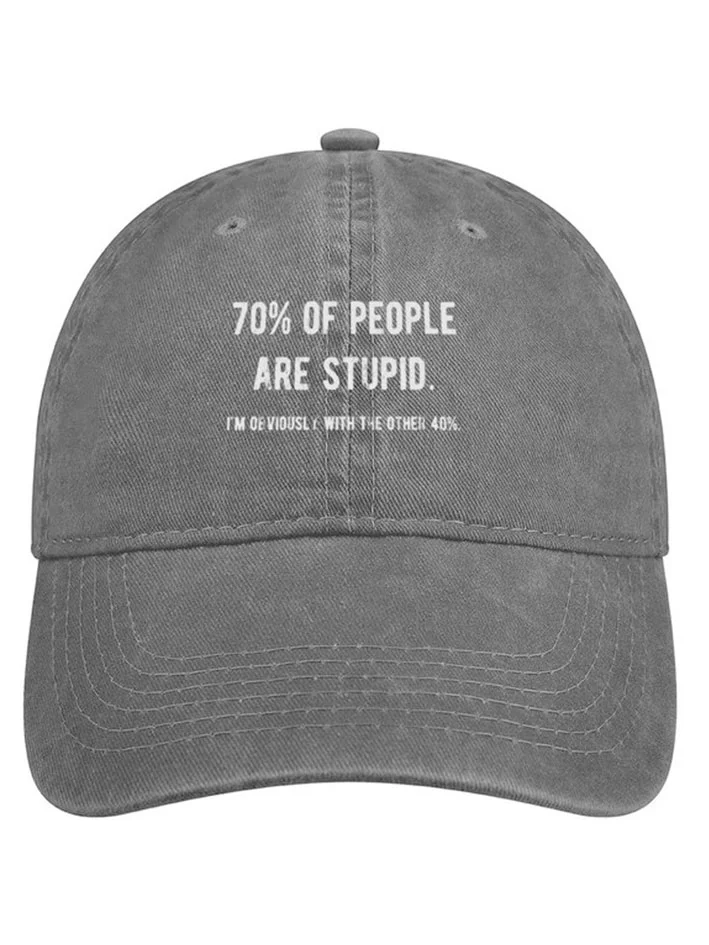 Men's Funny 70% Of People Are Stupid I'm Obviously The Other 40% Adjustable Denim Hat