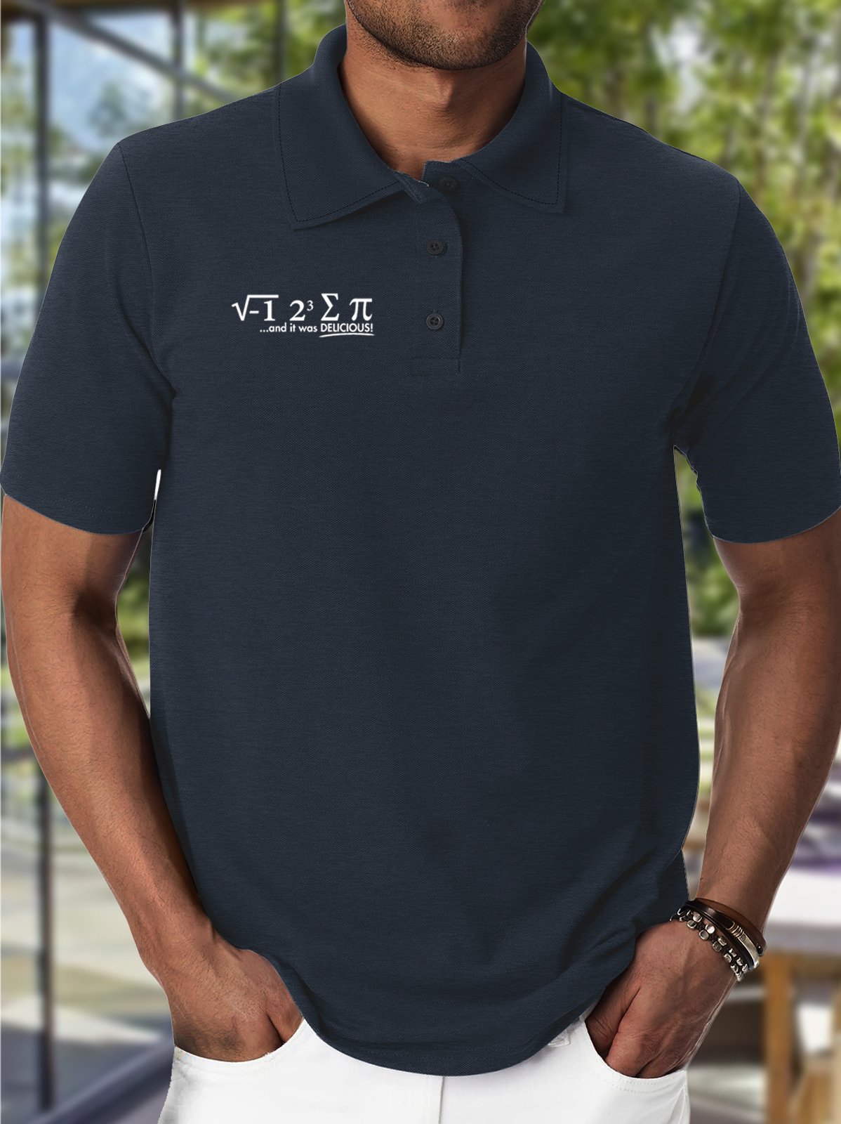 Men's And It Was Delicious Funny Graphic Printing Regular Fit Polo Collar Urban Text Letters Polo Shirt