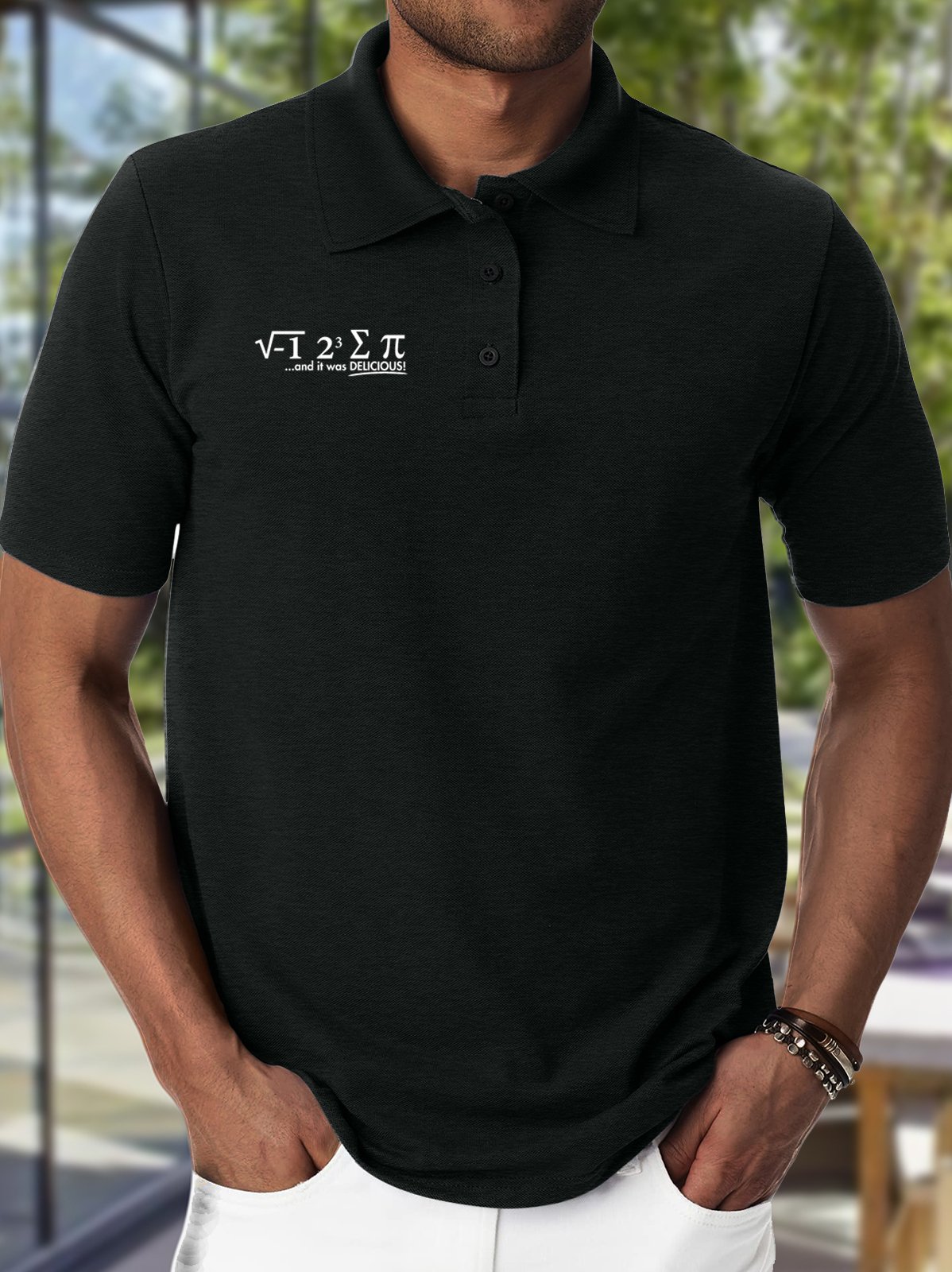 Men's And It Was Delicious Funny Graphic Printing Regular Fit Polo Collar Urban Text Letters Polo Shirt