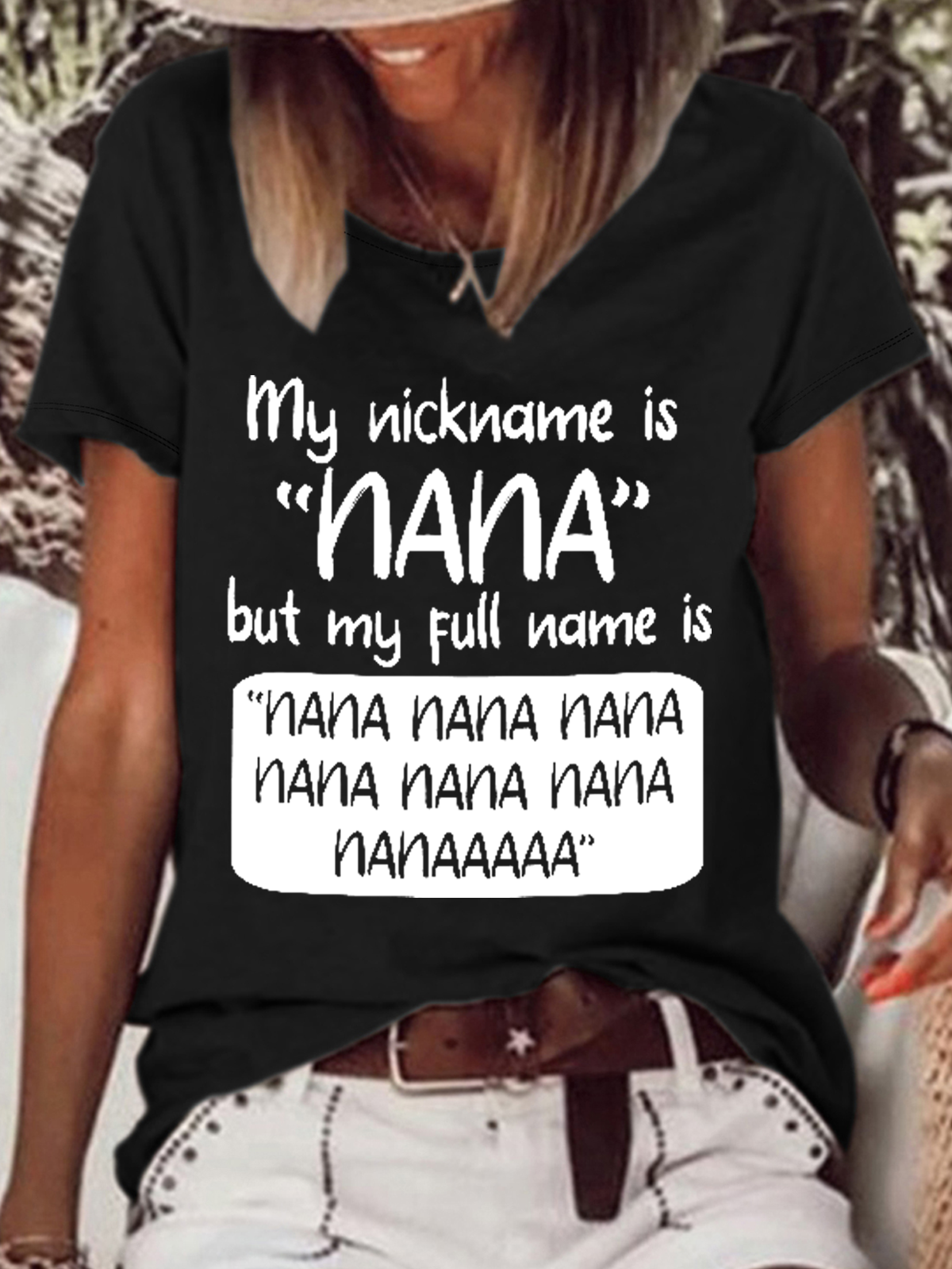 Women's Gift for Nana My Nickname Is Nana but My Full Name Is Nana Nana Cotton-Blend T-Shirt