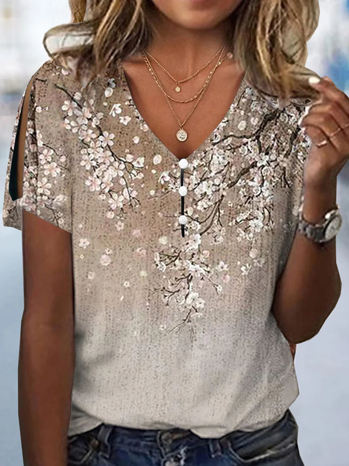 Floral Casual Jersey Loose Shirt