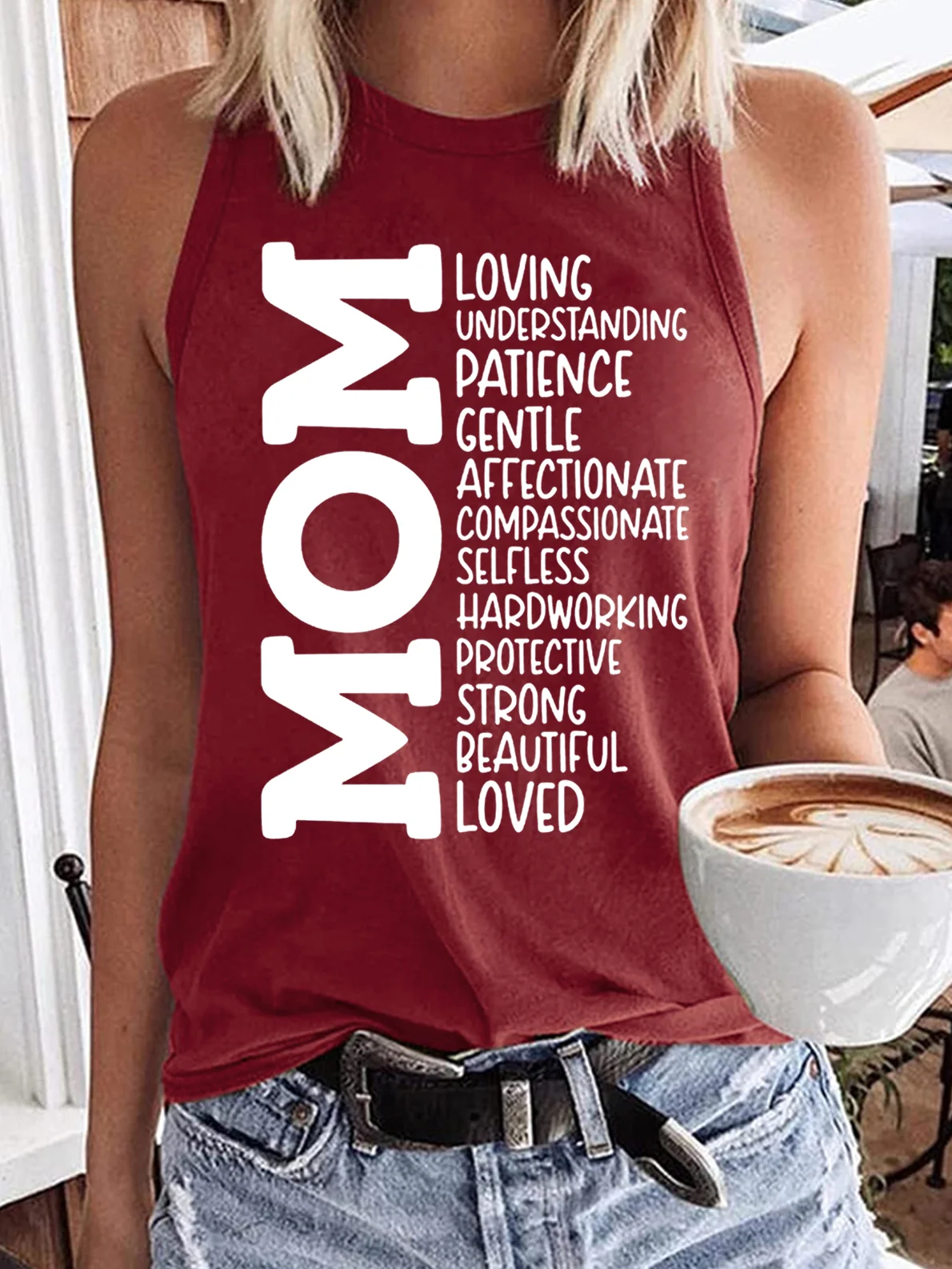 Women's Sublimation Mom Quote Mom Life Mother's Day Letters Casual Crew Neck Tank Top