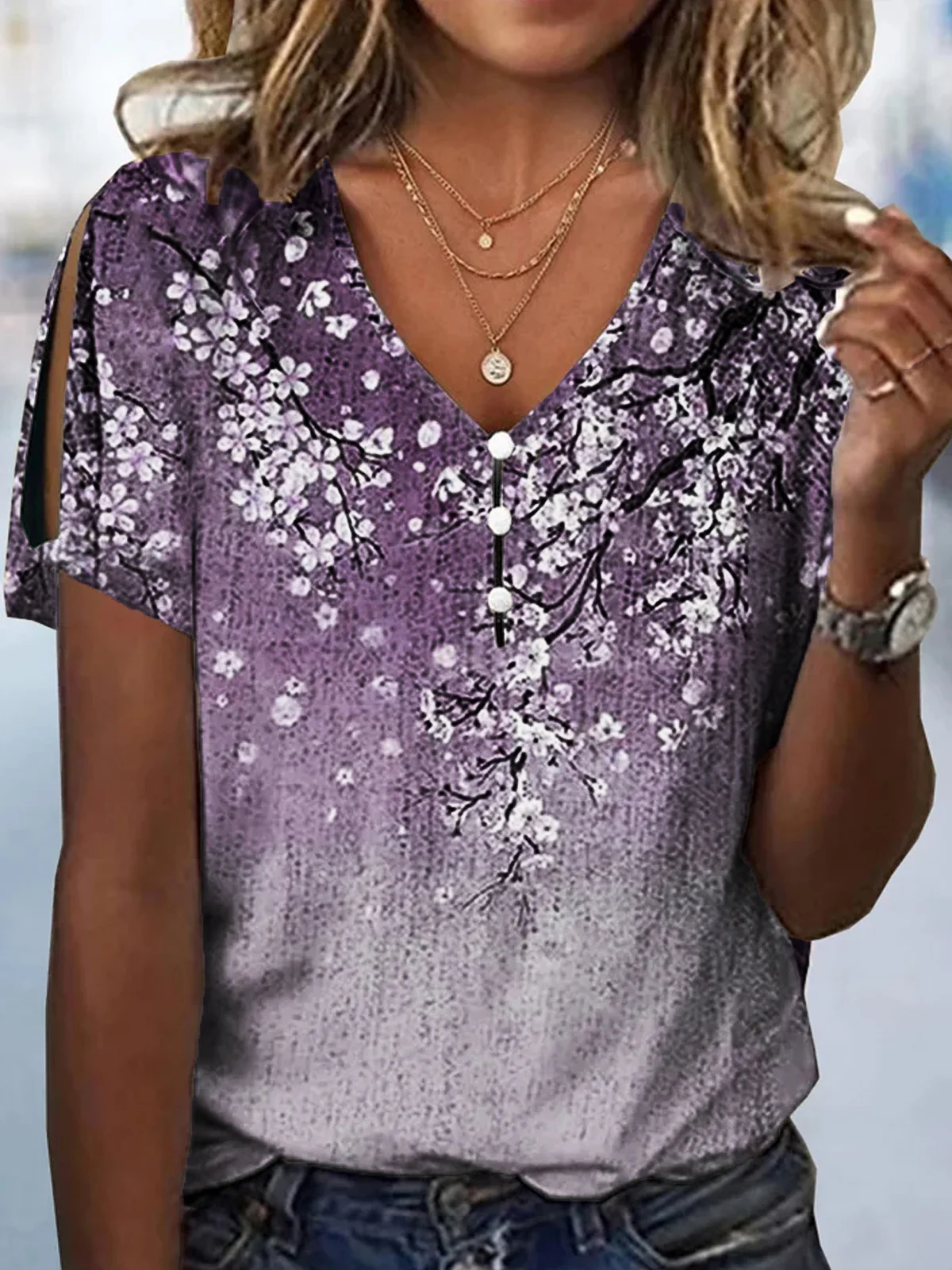 Floral Casual Jersey Loose Shirt