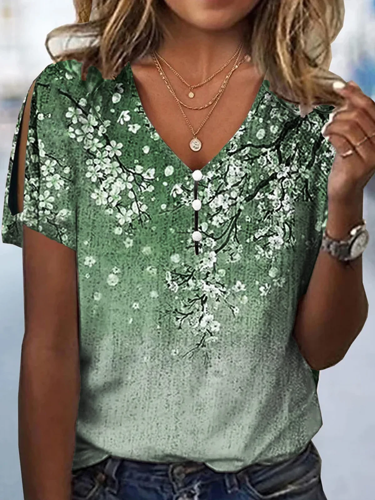 Floral Casual Jersey Loose Shirt