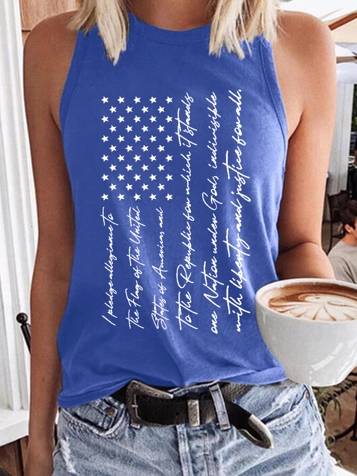 Women‘s America Flag 4Th Of July Flag Cotton-Blend Casual Tank Top