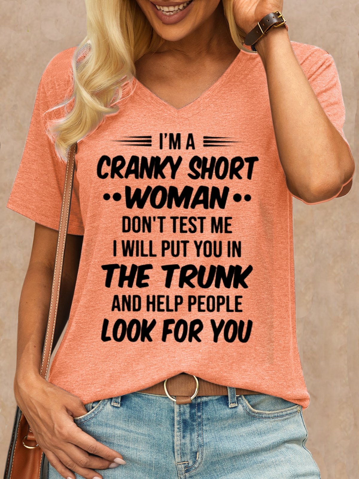 Women's Funny I‘m A Cranky Short Women Casual Crew Neck T-Shirt