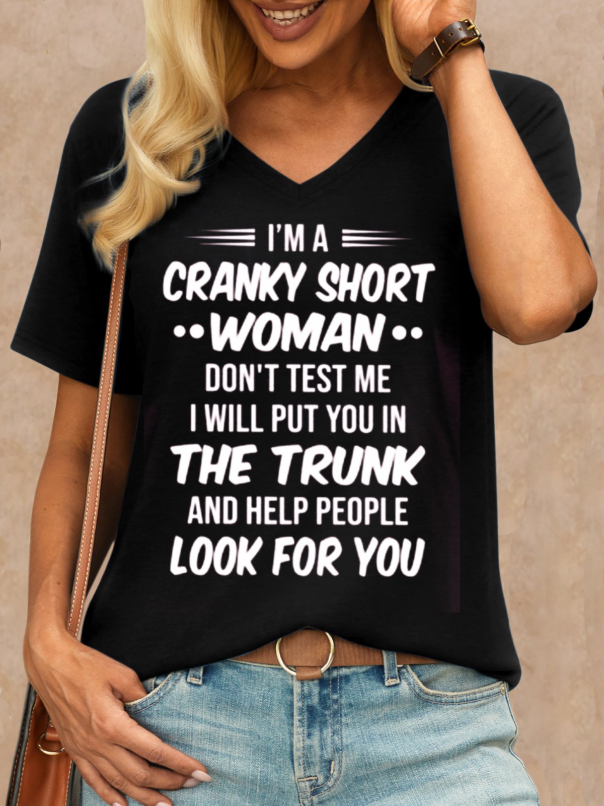 Women's Funny I‘m A Cranky Short Women Casual Crew Neck T-Shirt