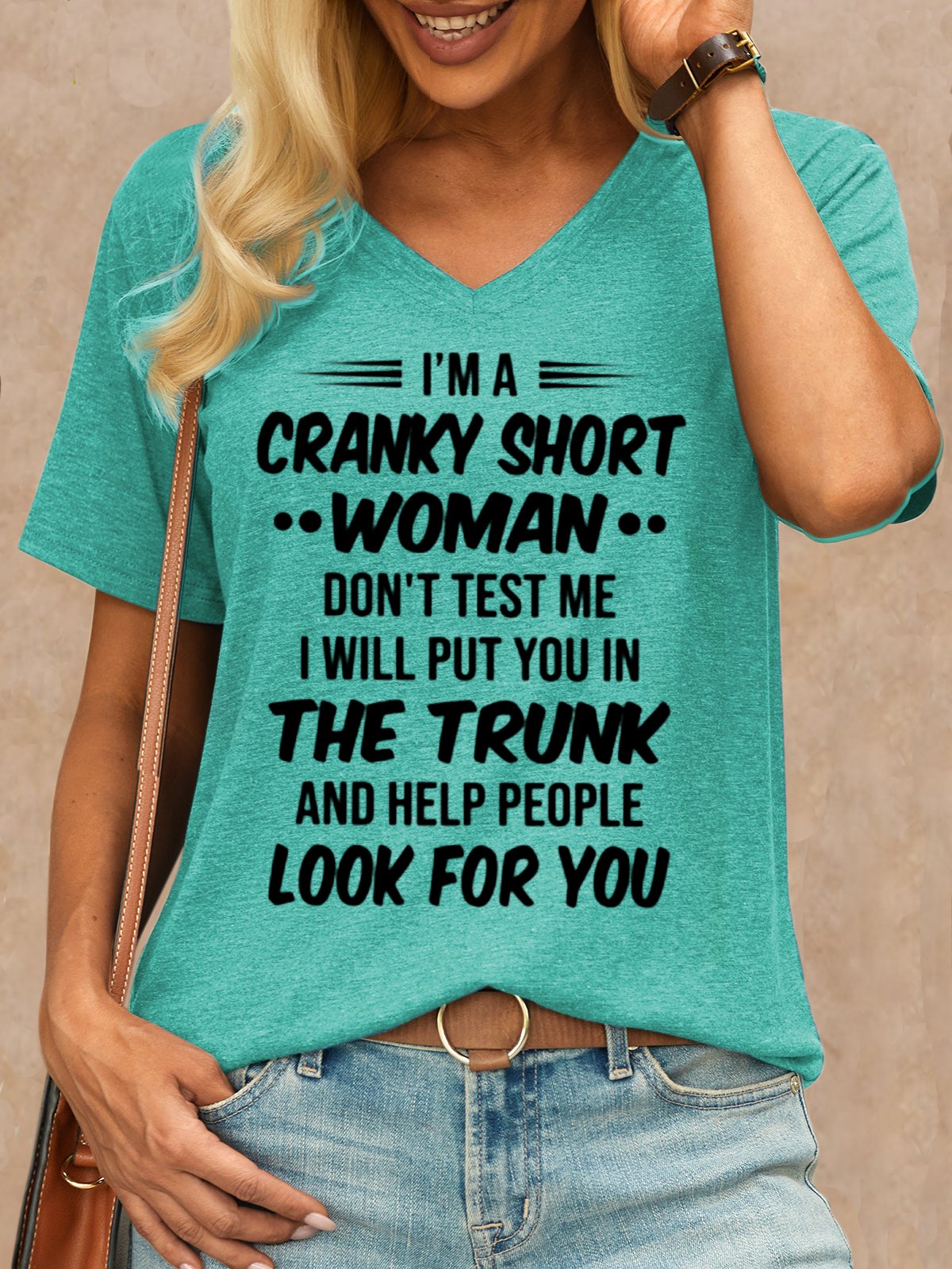 Women's Funny I‘m A Cranky Short Women Casual Crew Neck T-Shirt