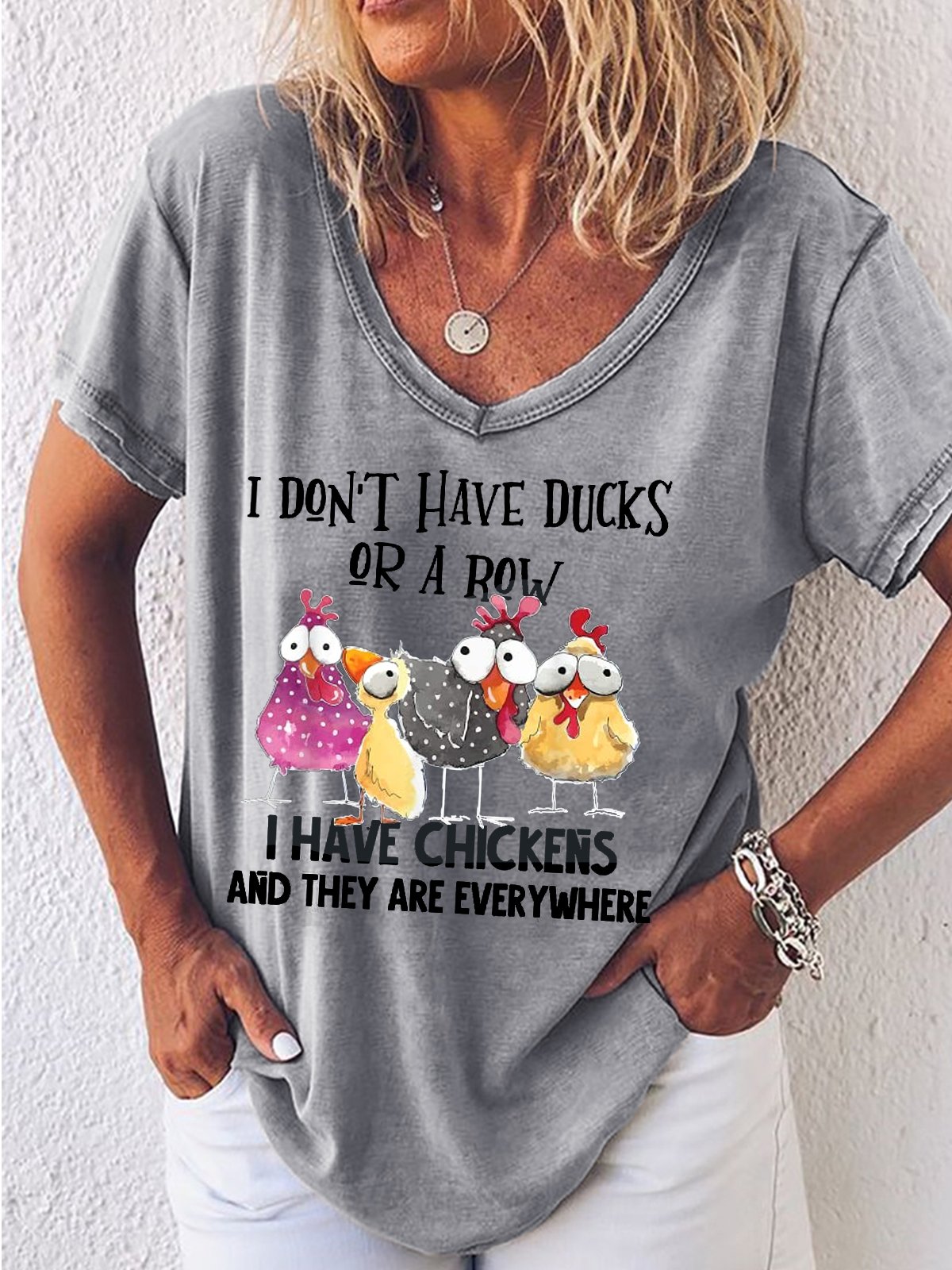 Women's I Don't Have Ducks or A Row I Have Chickens Are Casual Animal T-Shirt