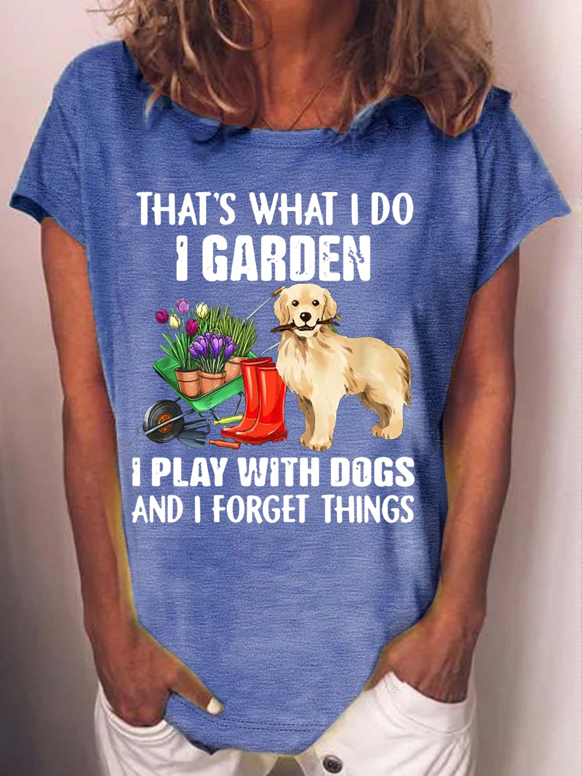 Women's Funny That’s what i do Garden Dogs lover Casual Letters Crew Neck T-Shirt