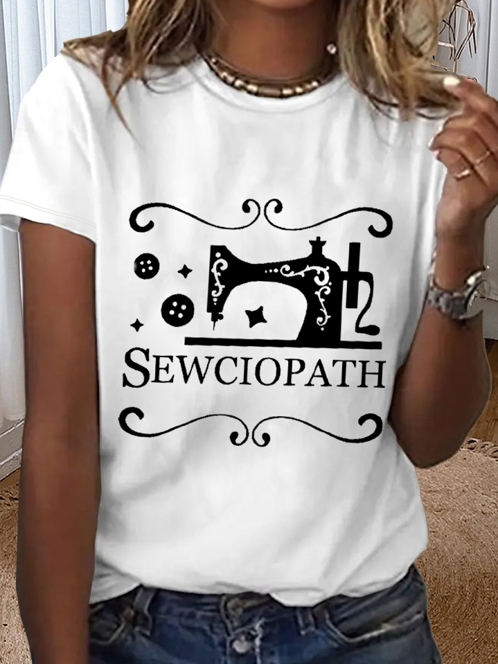 Women's Funny Sewing Lover Simple Loose Crew Neck T-Shirt