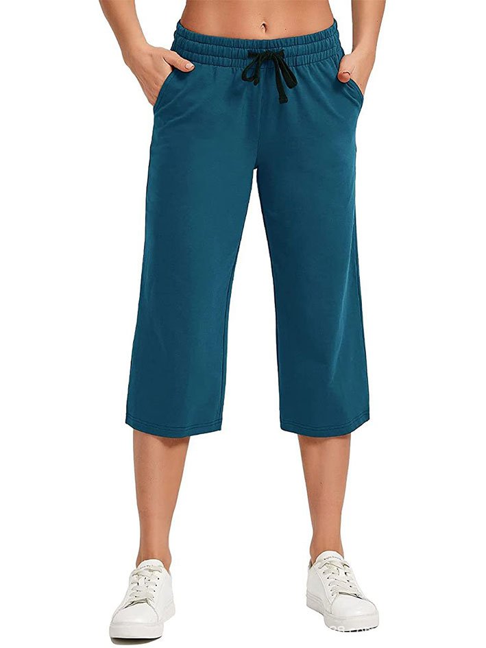 Women's Summer Hiking Loose Drawstring Pants Water-Resistant Wide Leg Pants with Pockets