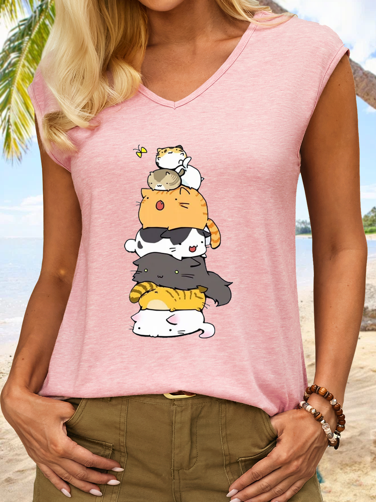 Women's Cute Cats Animal Lover Simple Tank Top