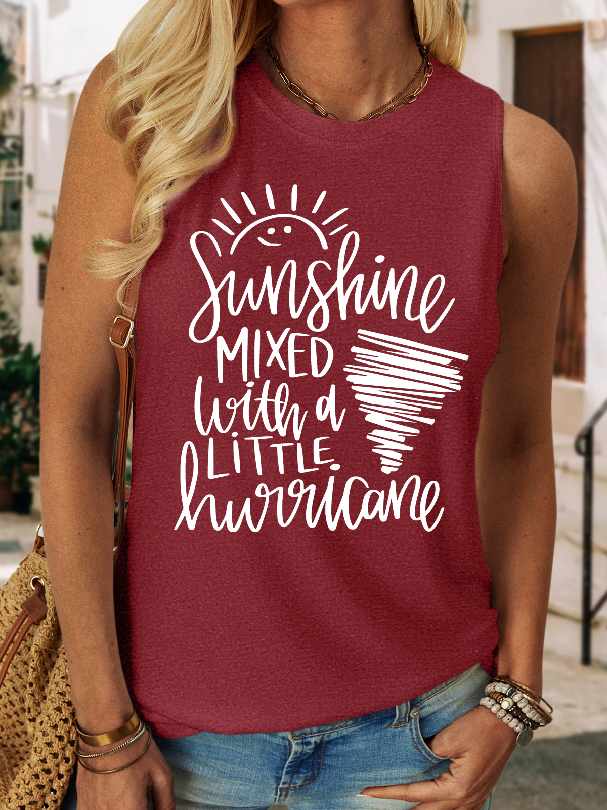 Women’s Sunshine Mixed With A Little Hurricane Casual Tank Top