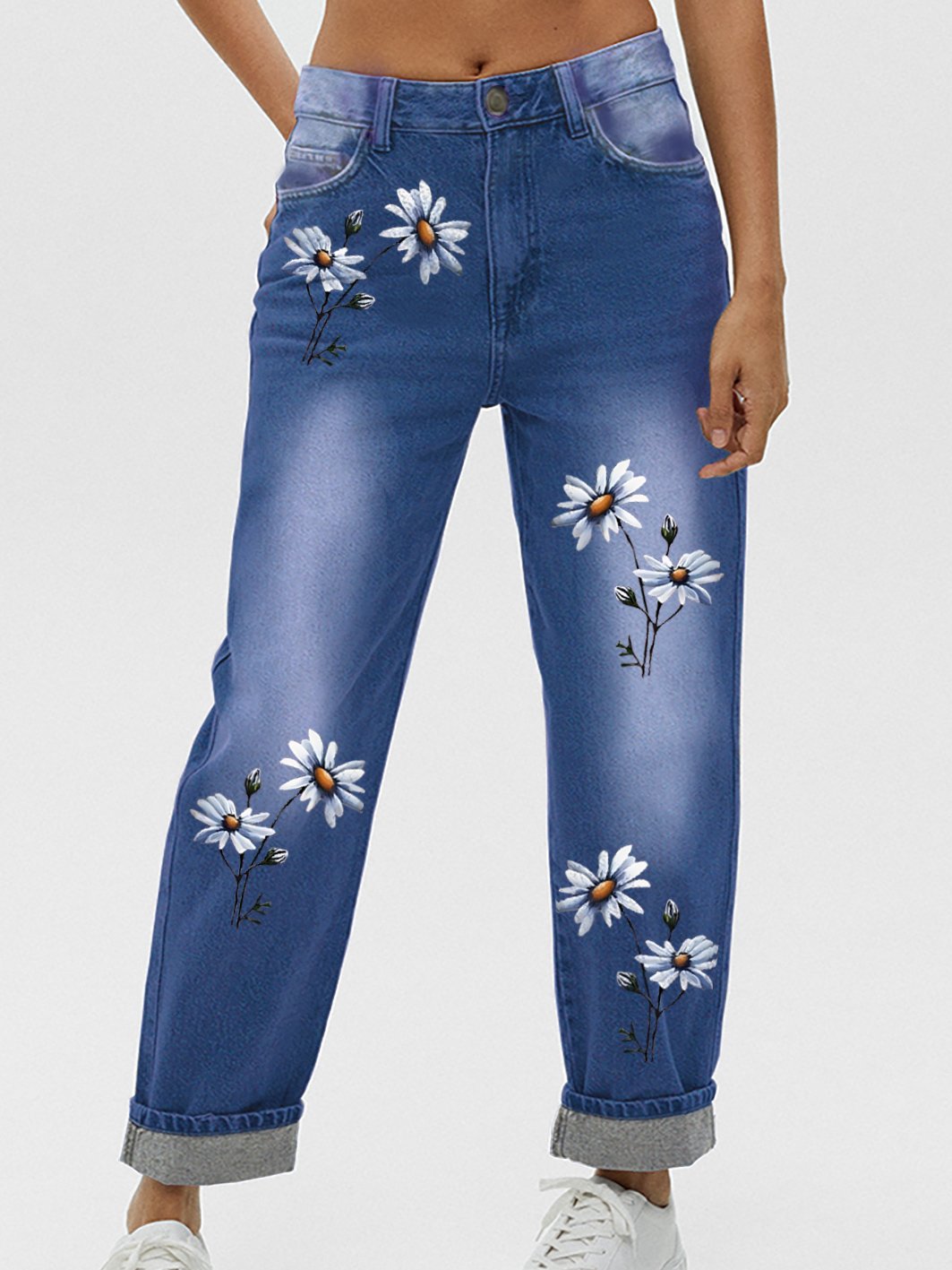Floral Denim Printed Jeans