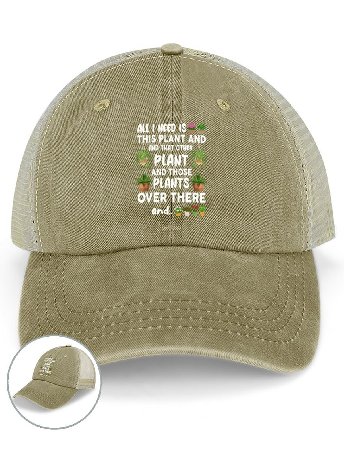 Lilicloth X Manikvskhan Gift For Plant Lover All I Need Is This Plant And That Other Plant Washed Mesh-back Baseball Cap