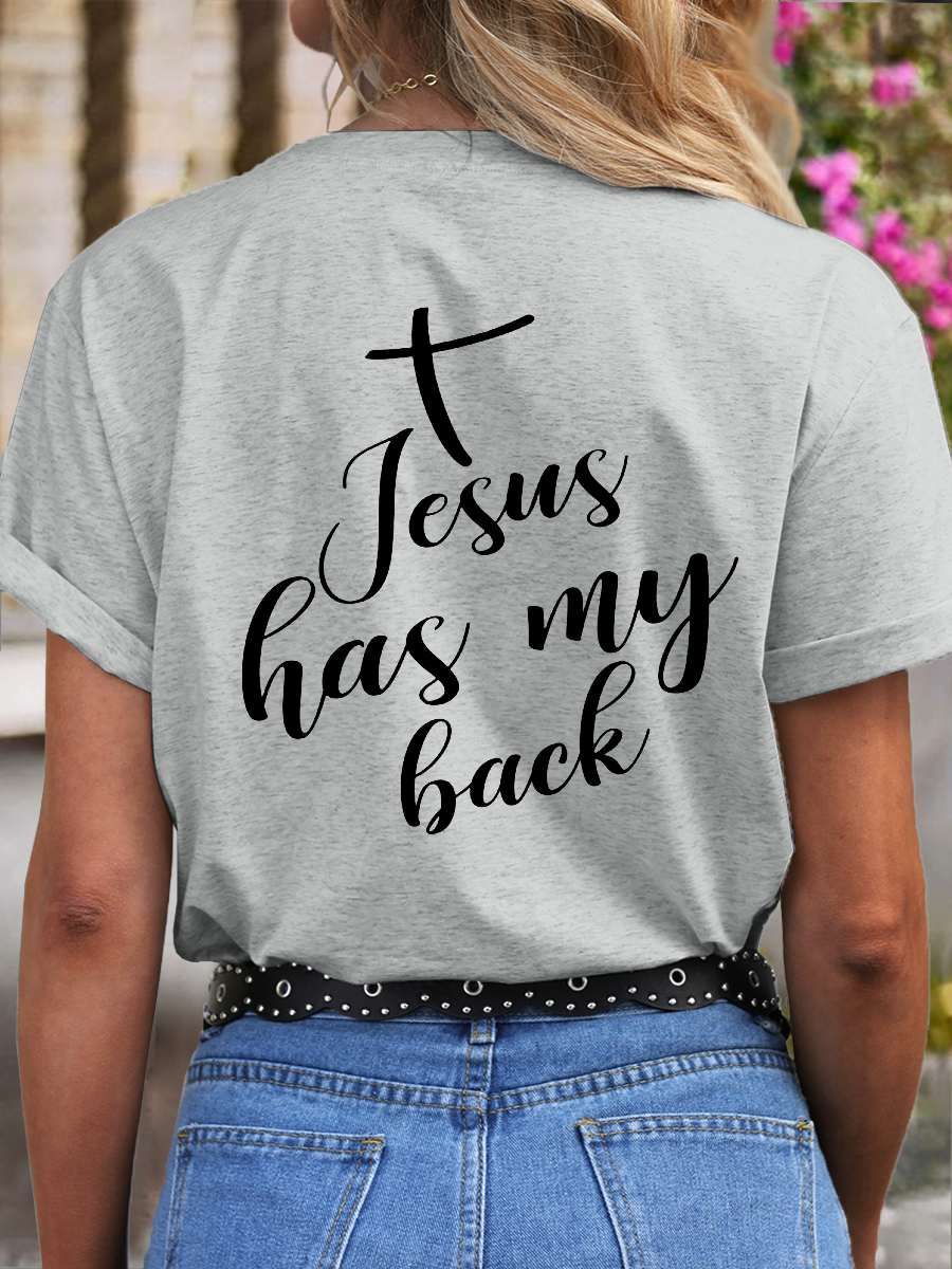 Women's Cotton Jesus Has My Back Loose T-Shirt