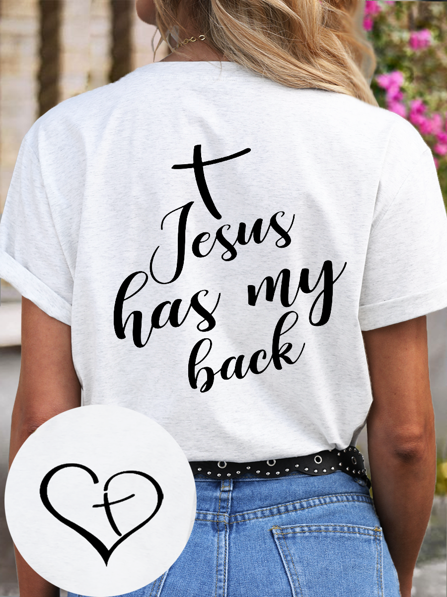 Women's Cotton Jesus Has My Back Loose T-Shirt