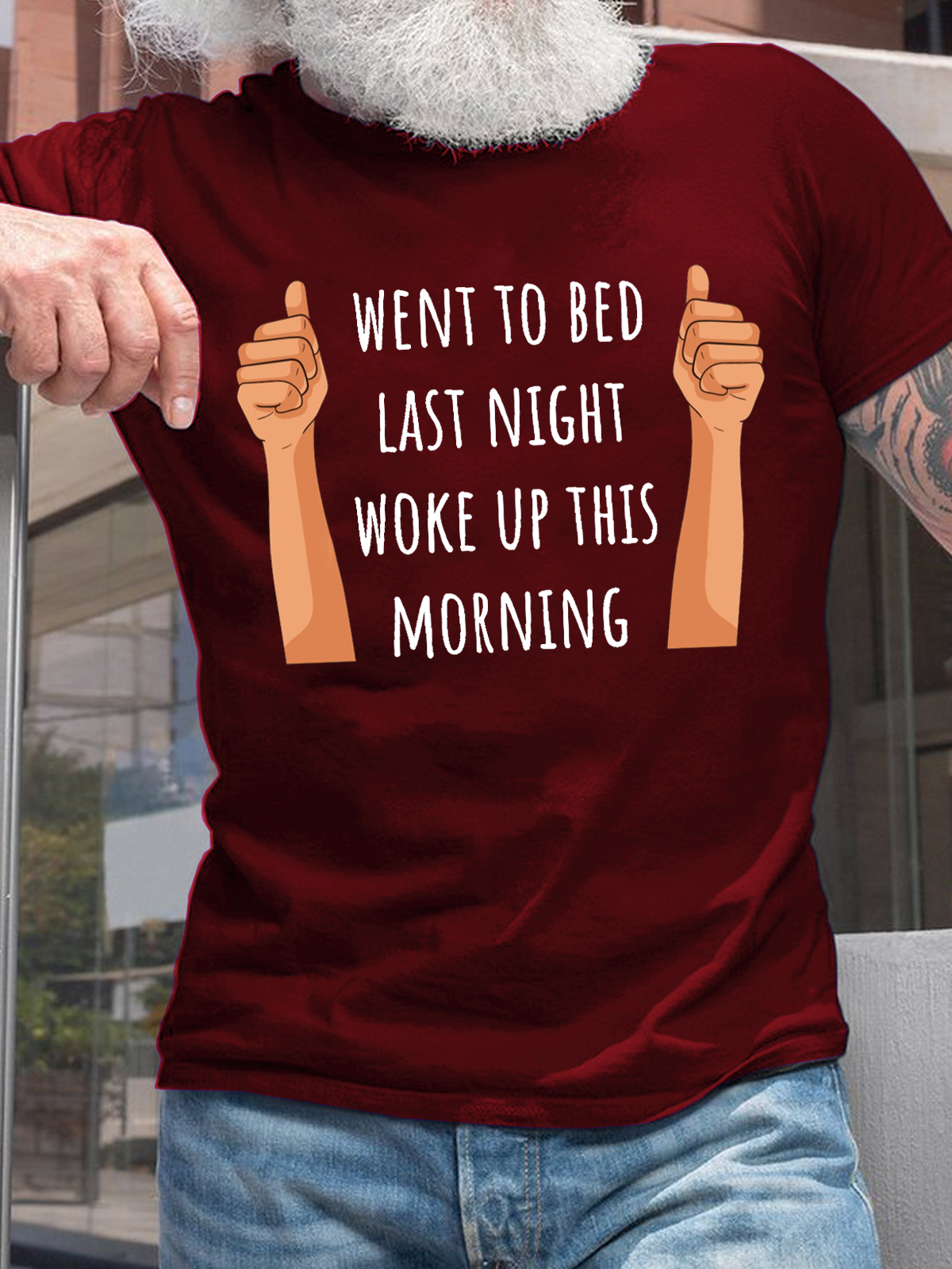 Men's Funny Old Age Woke Up This Morning Cotton Text Letters T-Shirt