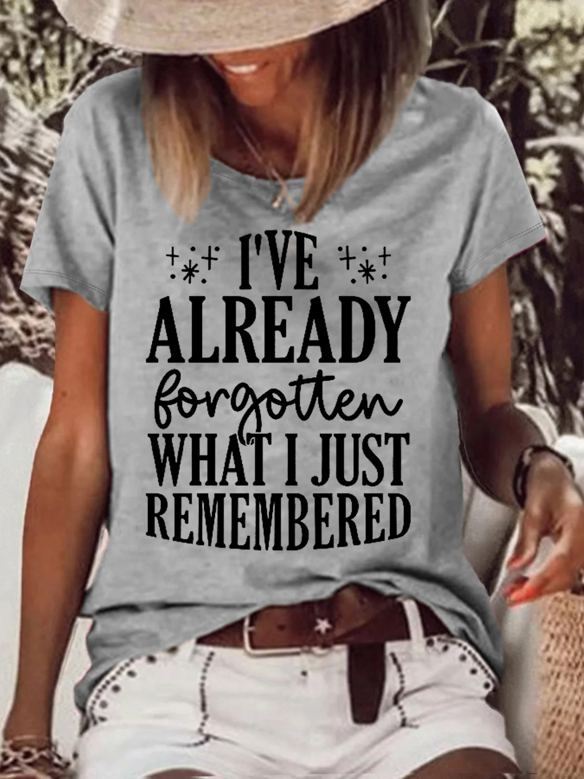 Women's I've Already Forgotten What I Just Remembered Letters Crew Neck Casual T-Shirt