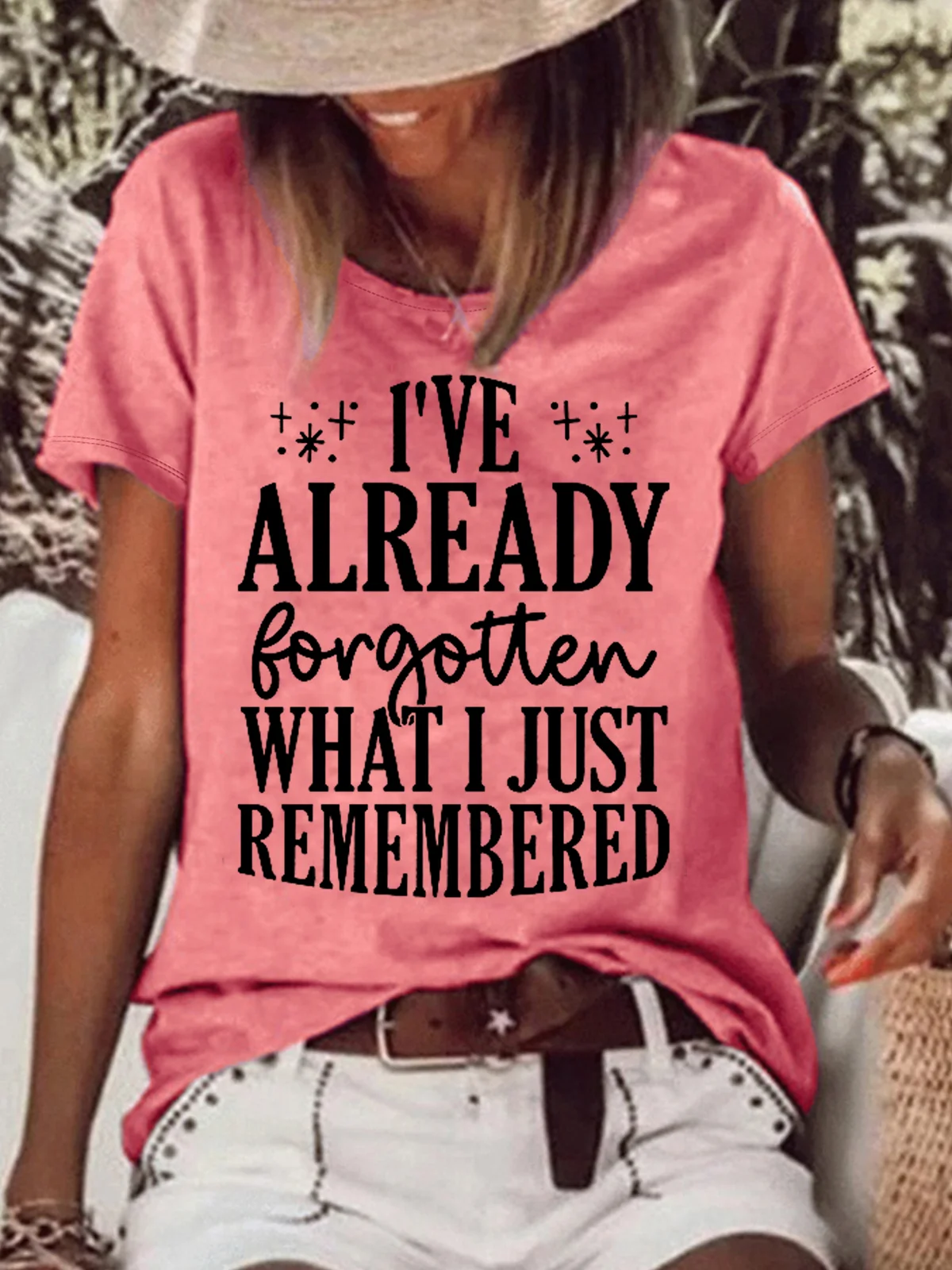 Women's I've Already Forgotten What I Just Remembered Letters Crew Neck Casual T-Shirt