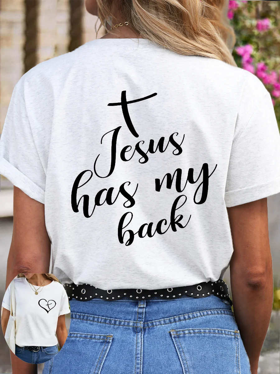 Women's Cotton Jesus Has My Back Loose T-Shirt