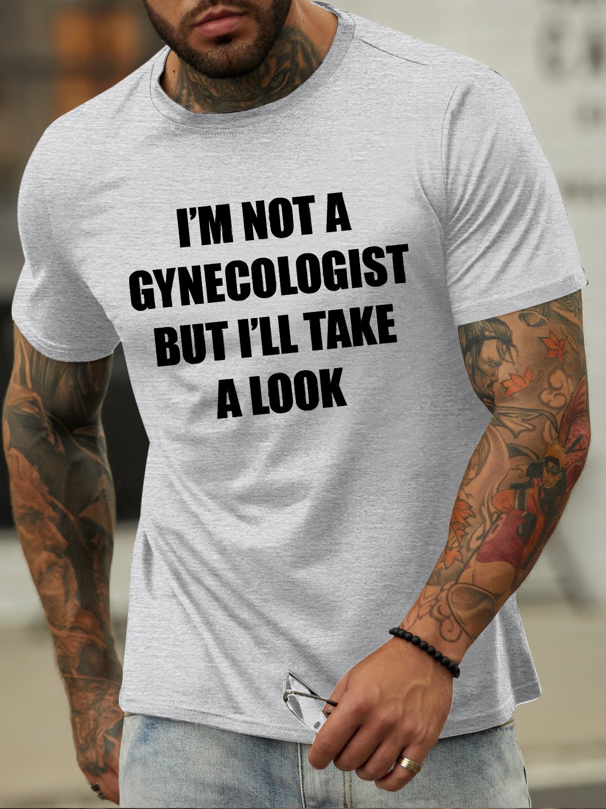 Men's I Am Not A Gynecologist But I'll Take A Look Funny Graphic Printing Text Letters Cotton Casual T-Shirt