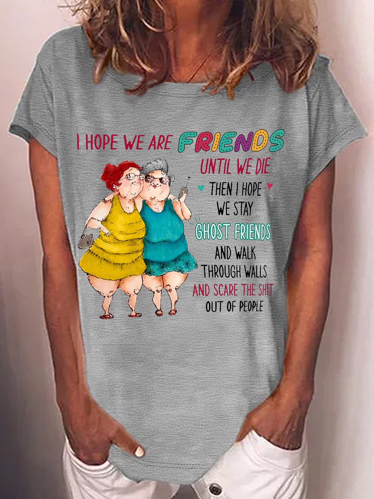 Women's Old Friends Sisters Crew Neck Casual T-Shirt