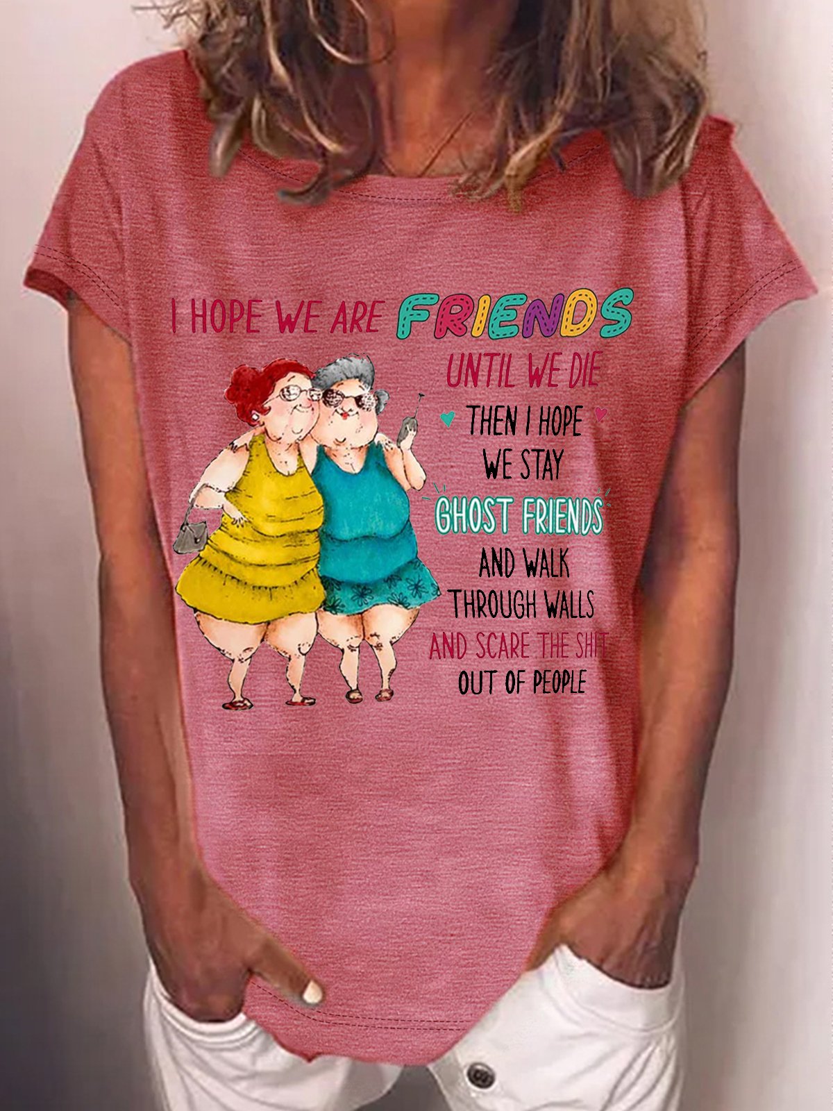 Women's Old Friends Sisters Crew Neck Casual T-Shirt