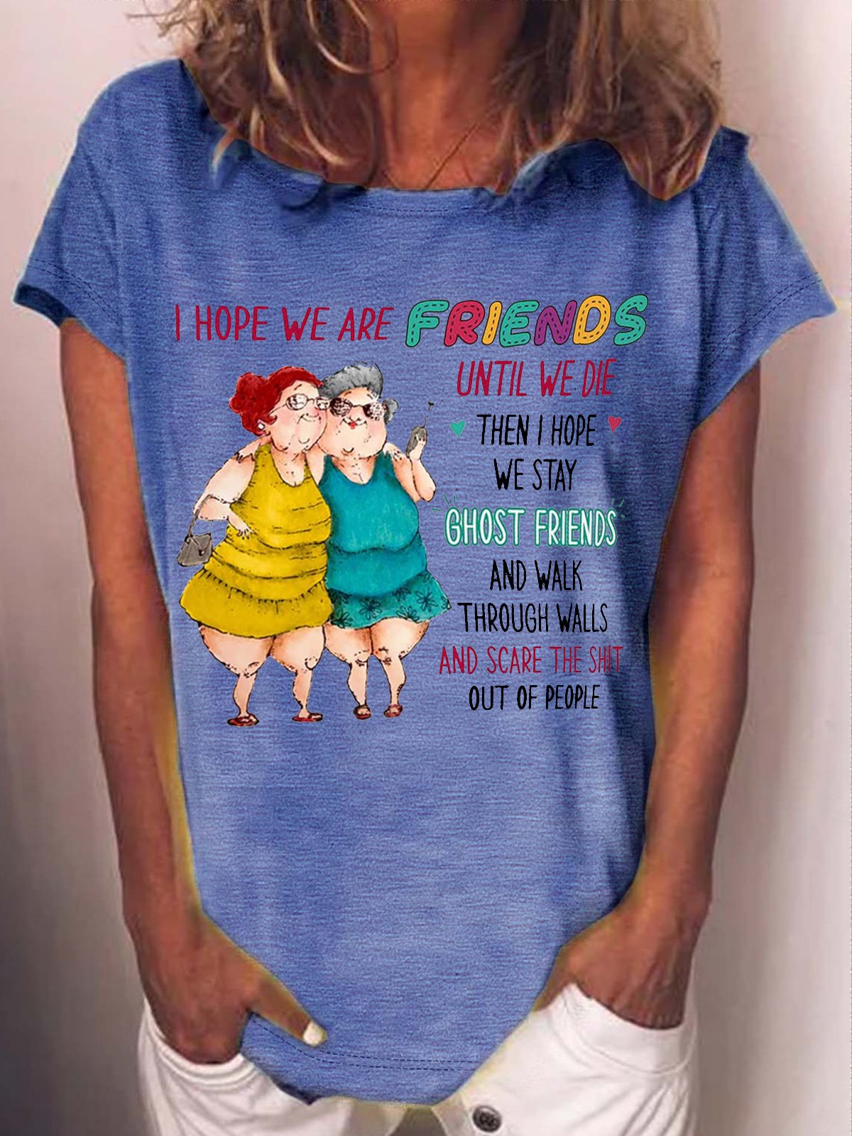 Women's Old Friends Sisters Crew Neck Casual T-Shirt