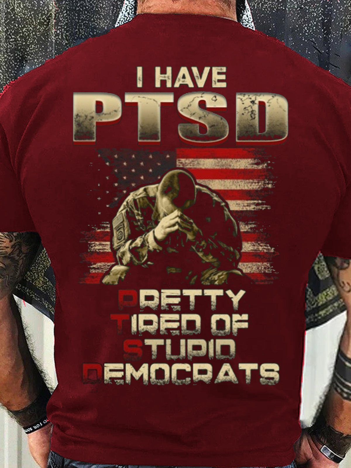 Men's Cotton I have PTSD Casual Letters T-Shirt