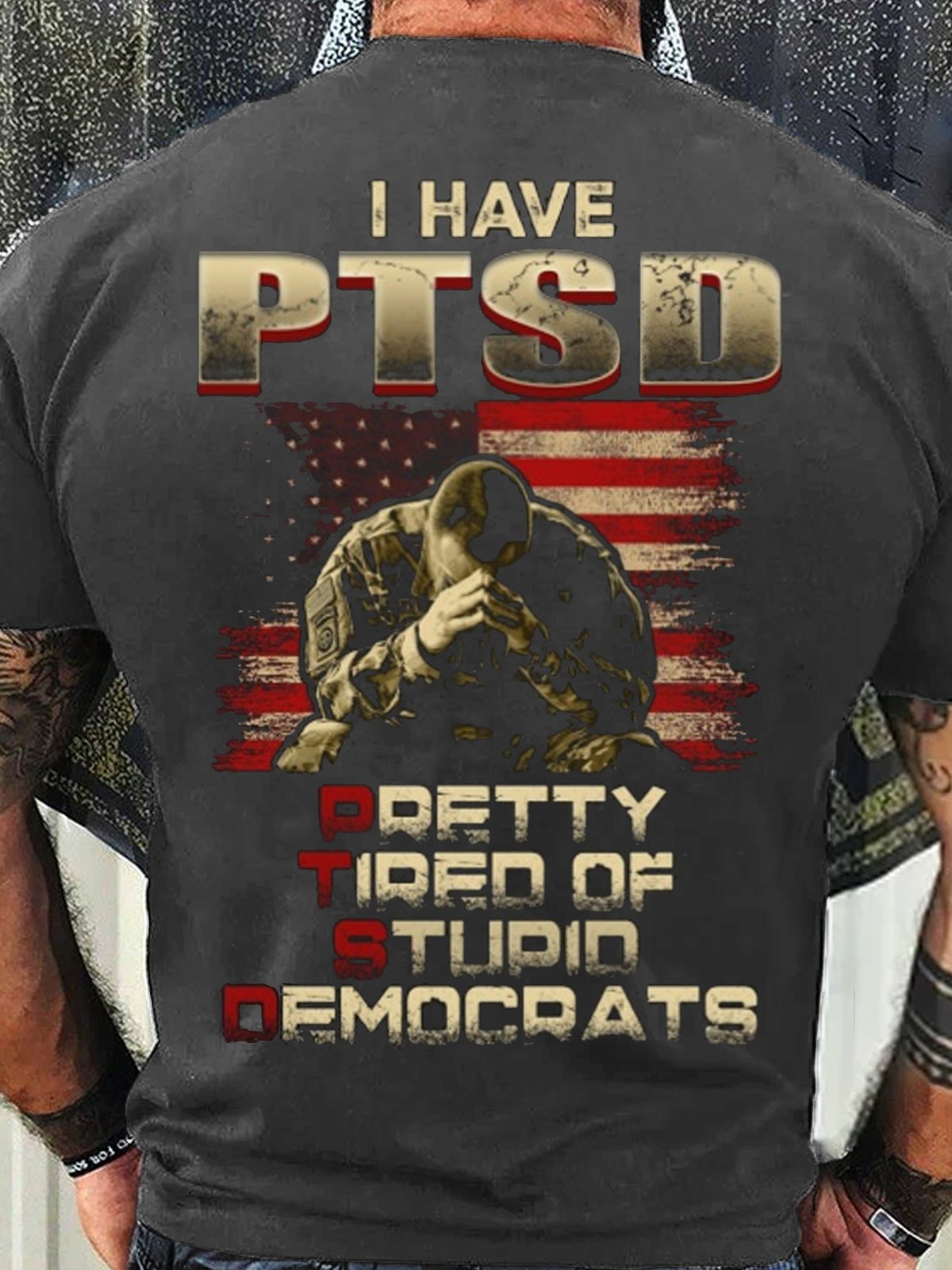 Men's Cotton I have PTSD Casual Letters T-Shirt