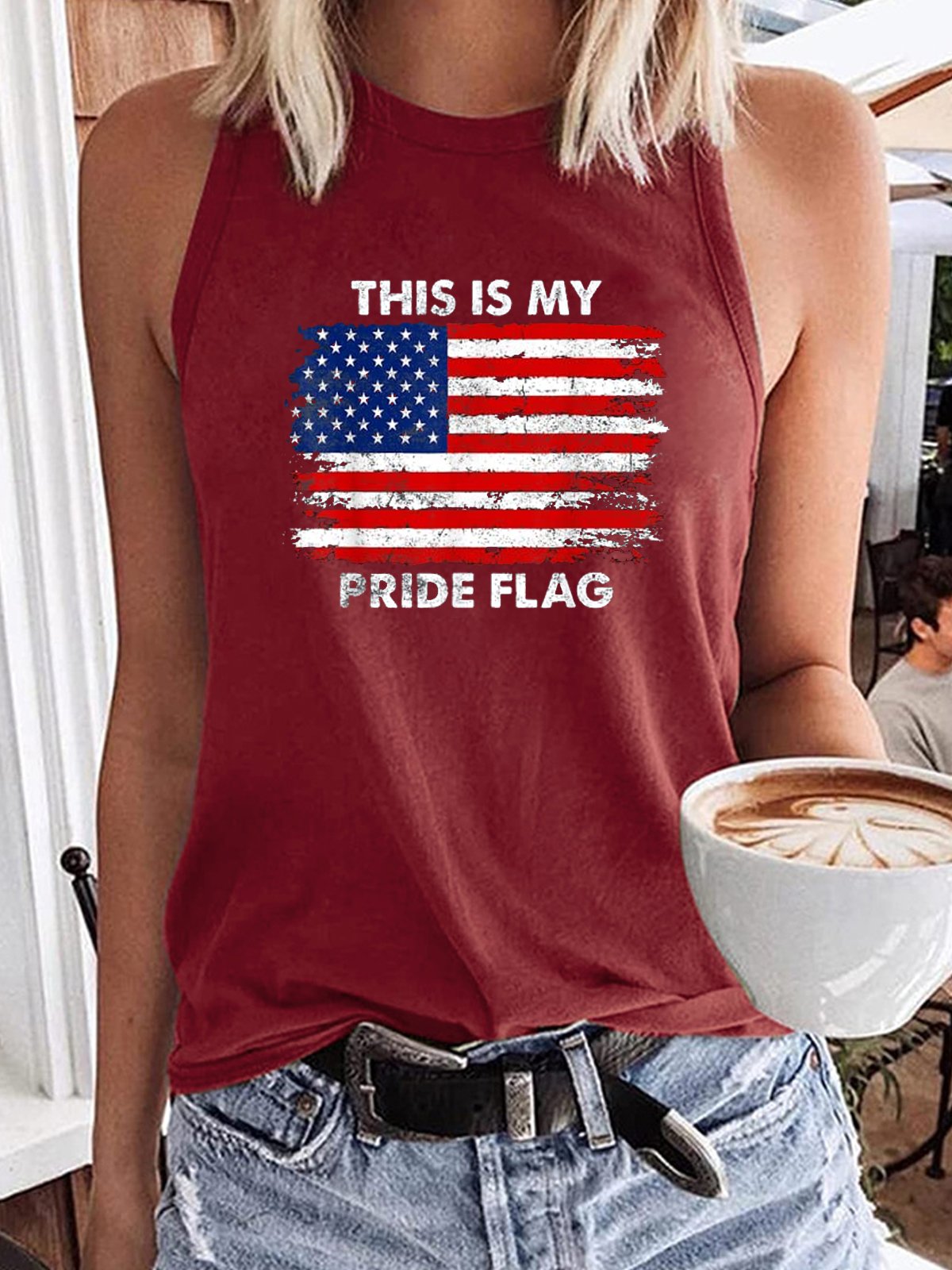 Women's This Is My Pride Flag USA American 4th of July Patriotic Tank Top