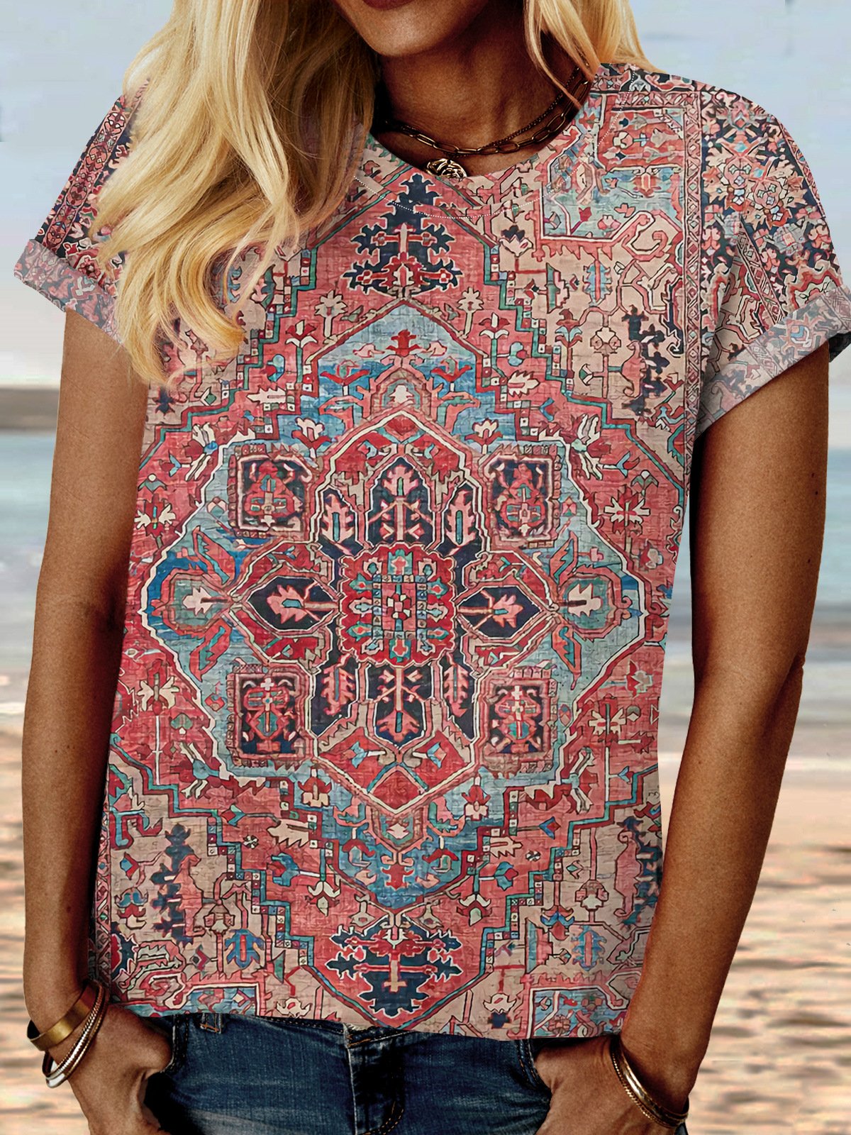 Women's Ethnic Art Print Casual  Shirt