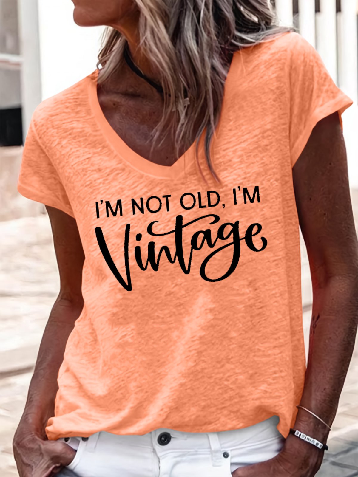 Women's I'm Not Old I'm Vintage Casual V Neck T-Shirt