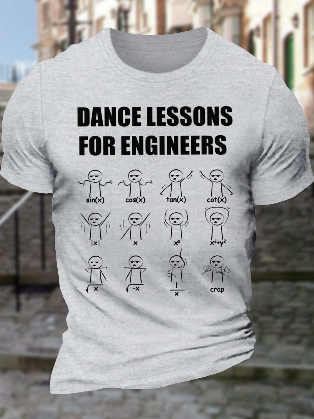 Men's Funny Dance Lessons For Engineers Graphic Printing Loose Cotton Casual Text Letters T-Shirt