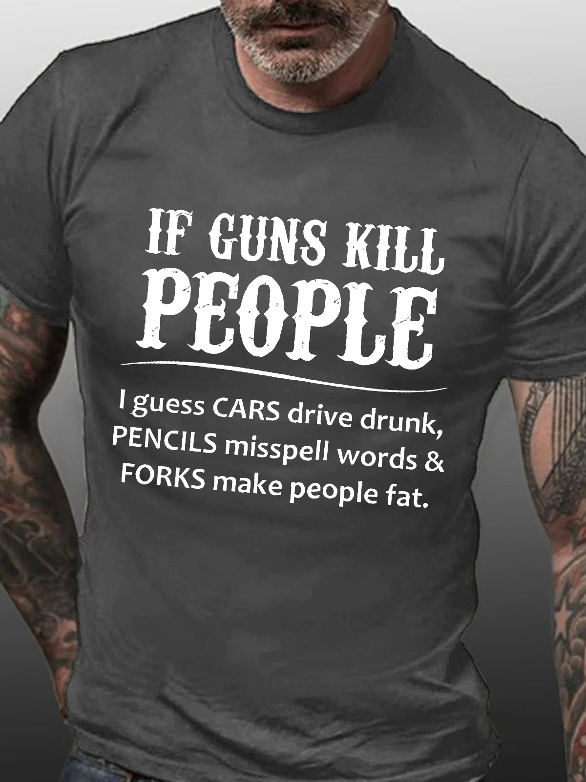 Men's If Gun Kill The People Cotton Casual Loose T-Shirt