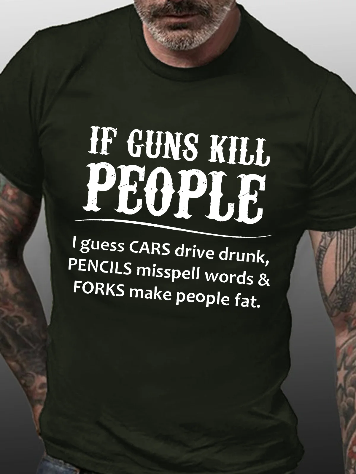 Men's If Gun Kill The People Cotton Casual Loose T-Shirt